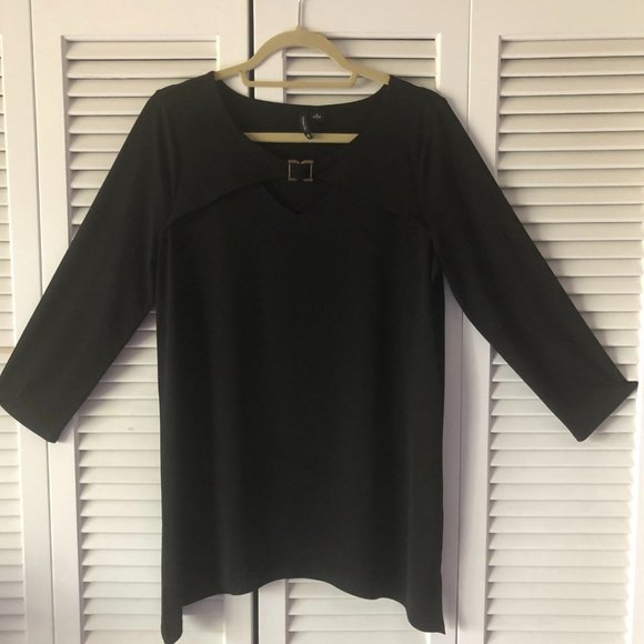 New Directions Black Polyester Blouse, Tunic, Size Medium - Picture 2 of 11